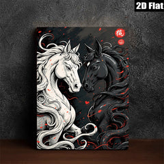 2D flat 1pc Majestic Black White Horses Wall Art Canvas Print Living Room Bedroom Decor Farmhouse Style Modern Artwork Gallery Wrapped Ready To Hang
