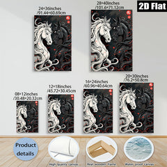 2D flat 1pc Majestic Black White Horses Wall Art Canvas Print Living Room Bedroom Decor Farmhouse Style Modern Artwork Gallery Wrapped Ready To Hang