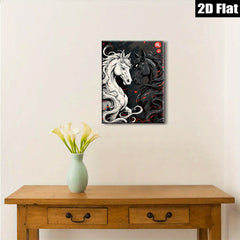 2D flat 1pc Majestic Black White Horses Wall Art Canvas Print Living Room Bedroom Decor Farmhouse Style Modern Artwork Gallery Wrapped Ready To Hang