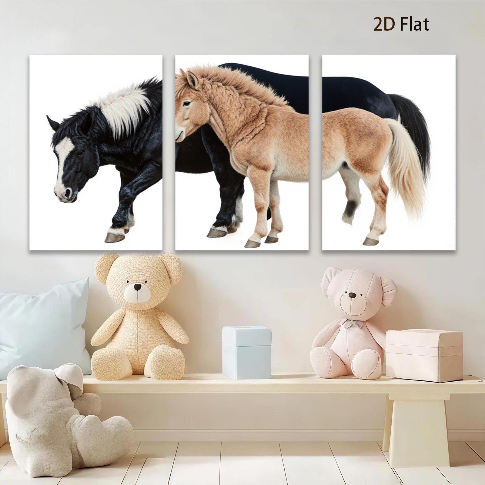 2D flat 1pc Majestic Black & Palomino Horses Farm Animal Wall Art Canvas Print for Living Room Bedroom Home Decor Modern Farmhouse Style Trending Now