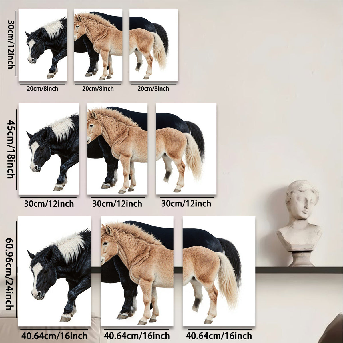 2D flat 1pc Majestic Black & Palomino Horses Farm Animal Wall Art Canvas Print for Living Room Bedroom Home Decor Modern Farmhouse Style Trending Now