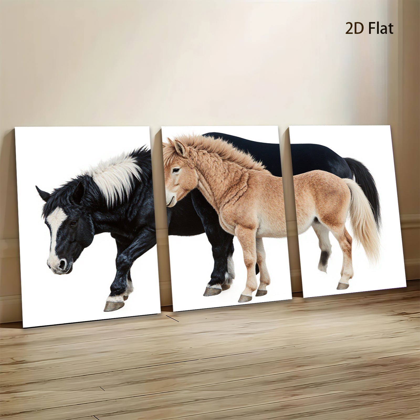 2D flat 1pc Majestic Black & Palomino Horses Farm Animal Wall Art Canvas Print for Living Room Bedroom Home Decor Modern Farmhouse Style Trending Now