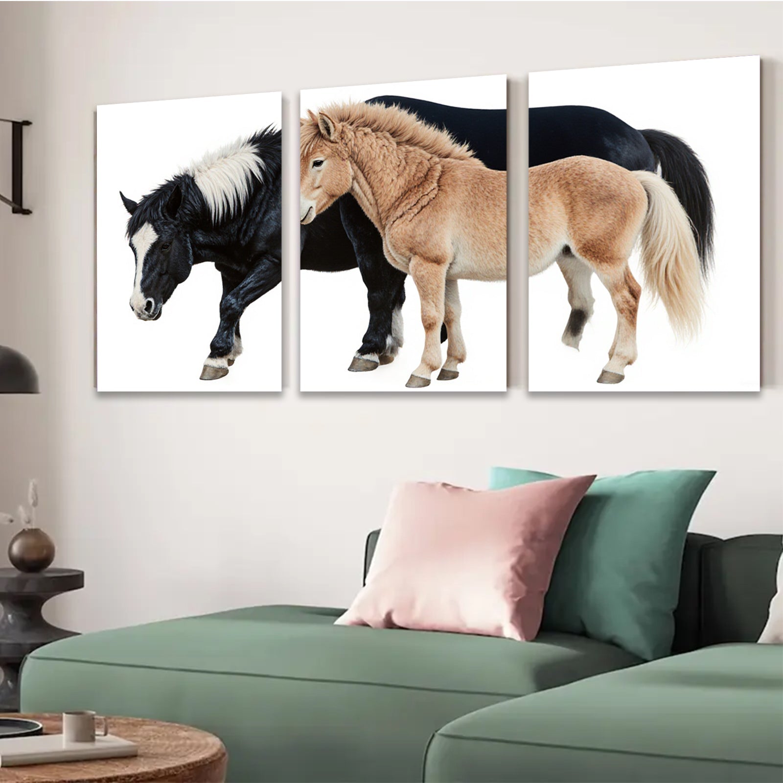 2D flat 1pc Majestic Black & Palomino Horses Farm Animal Wall Art Canvas Print for Living Room Bedroom Home Decor Modern Farmhouse Style Trending Now