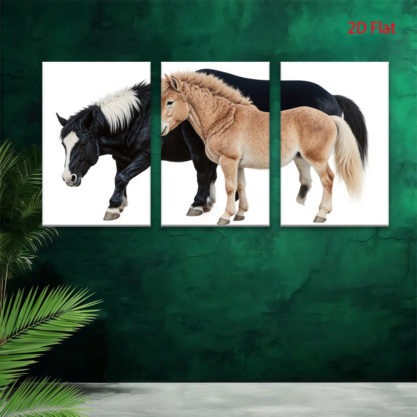 2D flat 1pc Majestic Black & Palomino Horses Farm Animal Wall Art Canvas Print for Living Room Bedroom Home Decor Modern Farmhouse Style Trending Now