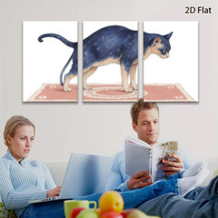 2D flat 1pc Majestic Blue Tabby Cat on Rug Farmhouse Wall Art Living Room Bedroom Decor Gallery Wrapped Canvas Prints for Home Decoration Modern Stylish Artwork