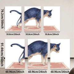 2D flat 1pc Majestic Blue Tabby Cat on Rug Farmhouse Wall Art Living Room Bedroom Decor Gallery Wrapped Canvas Prints for Home Decoration Modern Stylish Artwork