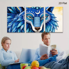 2D flat 1pc Majestic Blue Wolf Portrait Wall Art Canvas Prints Bohemian Decor Living Room Bedroom Modern Farmhouse Gallery Wrapped Teal Artwork
