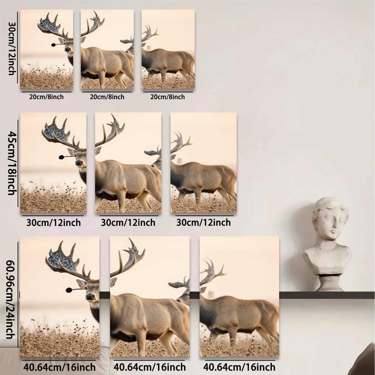2D flat 1pc Majestic Buck Deer Wildlife Canvas Wall Art for Living Room Bedroom Home Decor Rustic Farmhouse Style Modern Gallery Wrapped Prints