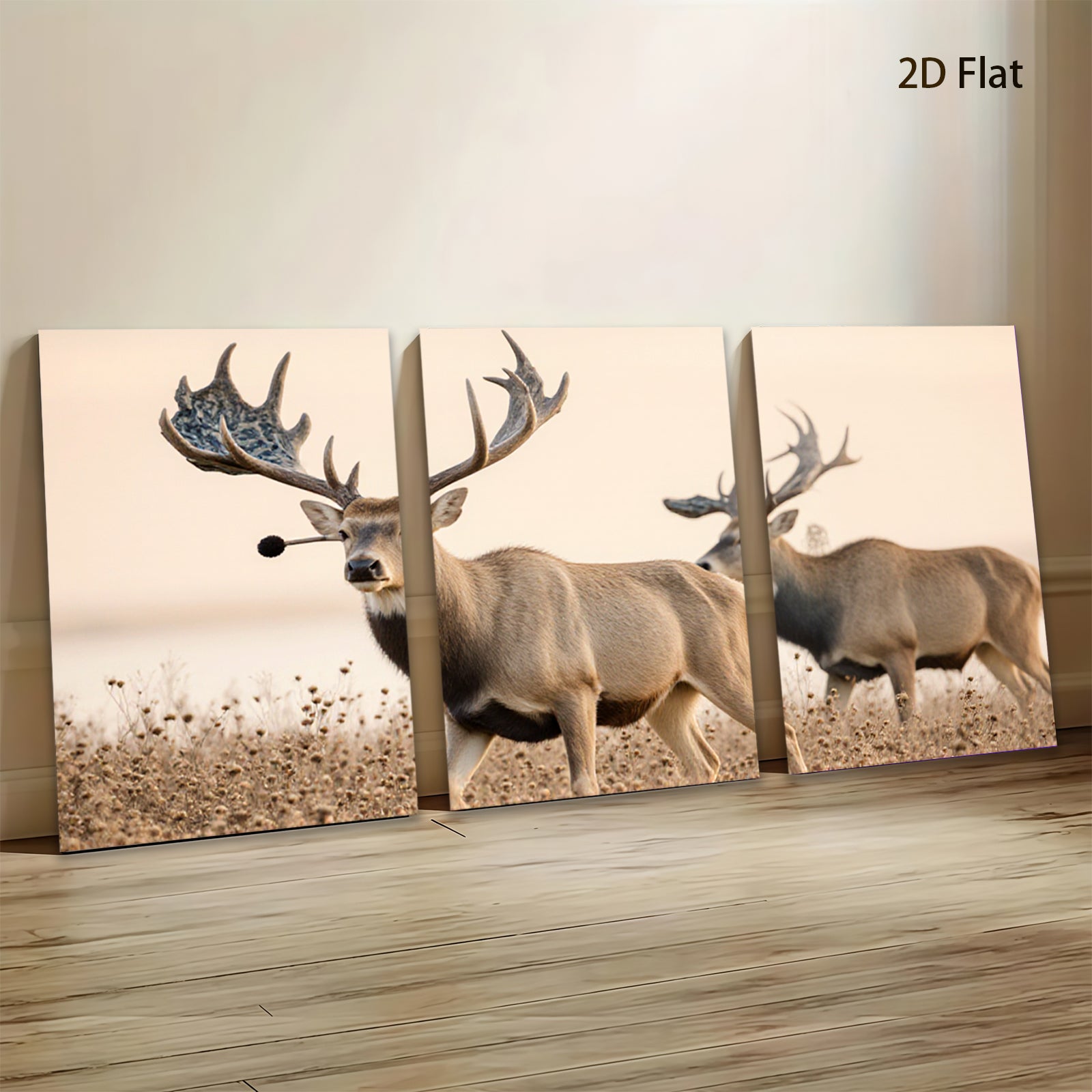2D flat 1pc Majestic Buck Deer Wildlife Canvas Wall Art for Living Room Bedroom Home Decor Rustic Farmhouse Style Modern Gallery Wrapped Prints