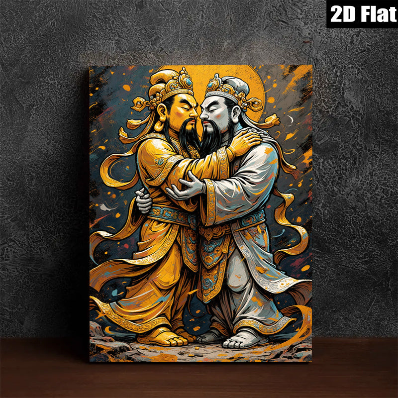 2D flat 1pc Majestic Buddhas Embrace Harmony Peaceful Asian Wall Art Living Room Bedroom Decor Gallery Wrapped Canvas Print Modern Farmhouse Style