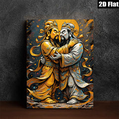 2D flat 1pc Majestic Buddhas Embrace Harmony Peaceful Asian Wall Art Living Room Bedroom Decor Gallery Wrapped Canvas Print Modern Farmhouse Style
