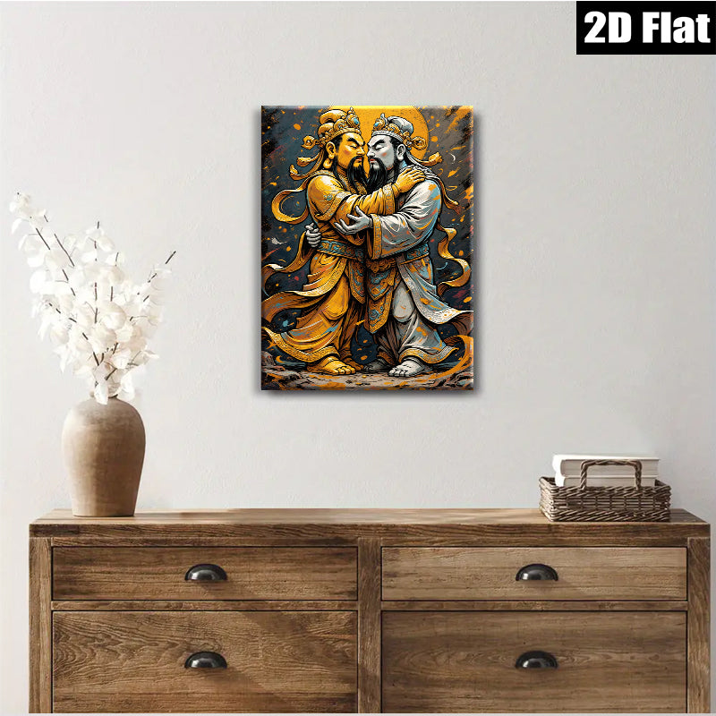 2D flat 1pc Majestic Buddhas Embrace Harmony Peaceful Asian Wall Art Living Room Bedroom Decor Gallery Wrapped Canvas Print Modern Farmhouse Style