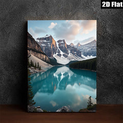2D flat 1pc Majestic Canadian Rockies Reflection Lake Wall Art Canvas Prints for Living Room Bedroom Home Decor Modern Farmhouse Style Gallery Wrapped Ready to Hang