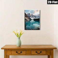 2D flat 1pc Majestic Canadian Rockies Reflection Lake Wall Art Canvas Prints for Living Room Bedroom Home Decor Modern Farmhouse Style Gallery Wrapped Ready to Hang