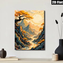 2D flat 1pc Majestic Canyon River Landscape Wall Art Prints for Living Room Bedroom Home Decor Rustic Farmhouse Style Modern Gallery Wrapped Canvas