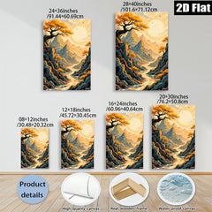 2D flat 1pc Majestic Canyon River Landscape Wall Art Prints for Living Room Bedroom Home Decor Rustic Farmhouse Style Modern Gallery Wrapped Canvas
