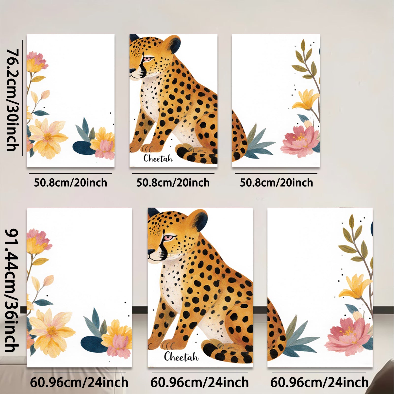 2D flat 1pc Majestic Cheetah Wildlife Animal Portrait Wall Art Canvas Prints for Living Room Bedroom Home Decor Farmhouse Style