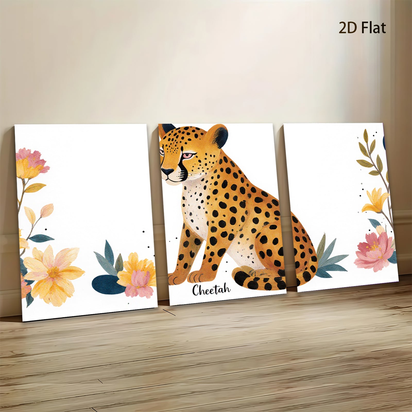 2D flat 1pc Majestic Cheetah Wildlife Animal Portrait Wall Art Canvas Prints for Living Room Bedroom Home Decor Farmhouse Style