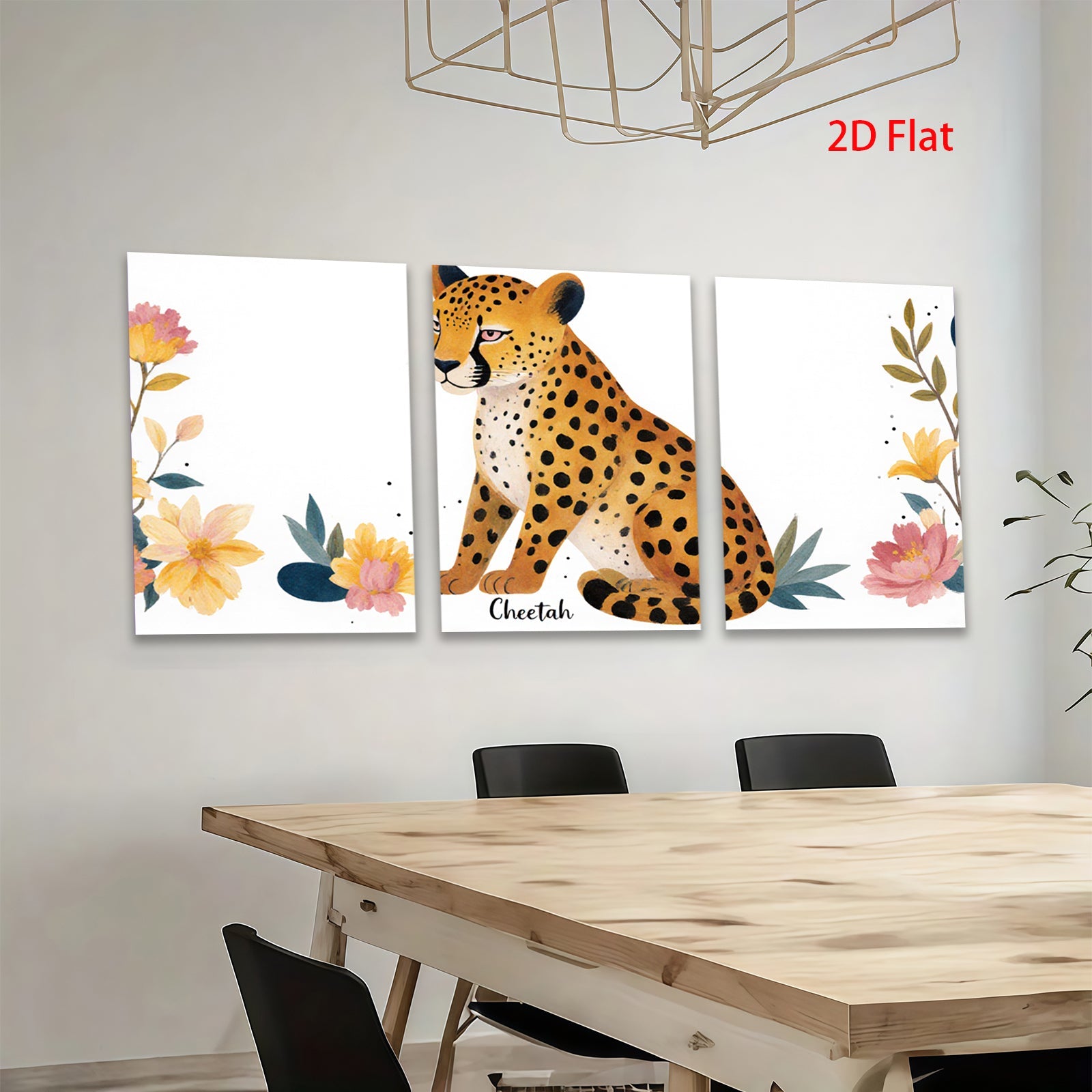 2D flat 1pc Majestic Cheetah Wildlife Animal Portrait Wall Art Canvas Prints for Living Room Bedroom Home Decor Farmhouse Style