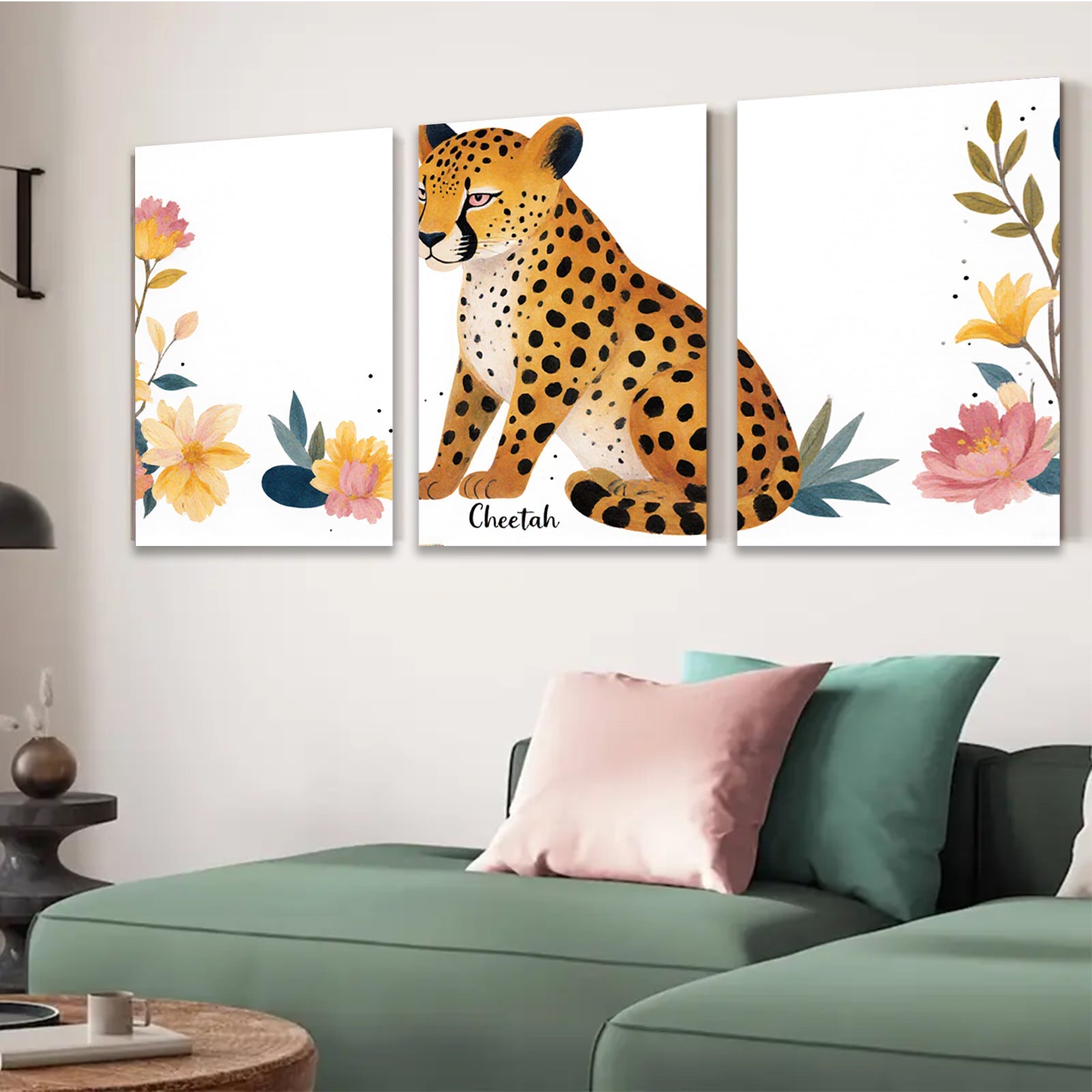 2D flat 1pc Majestic Cheetah Wildlife Animal Portrait Wall Art Canvas Prints for Living Room Bedroom Home Decor Farmhouse Style