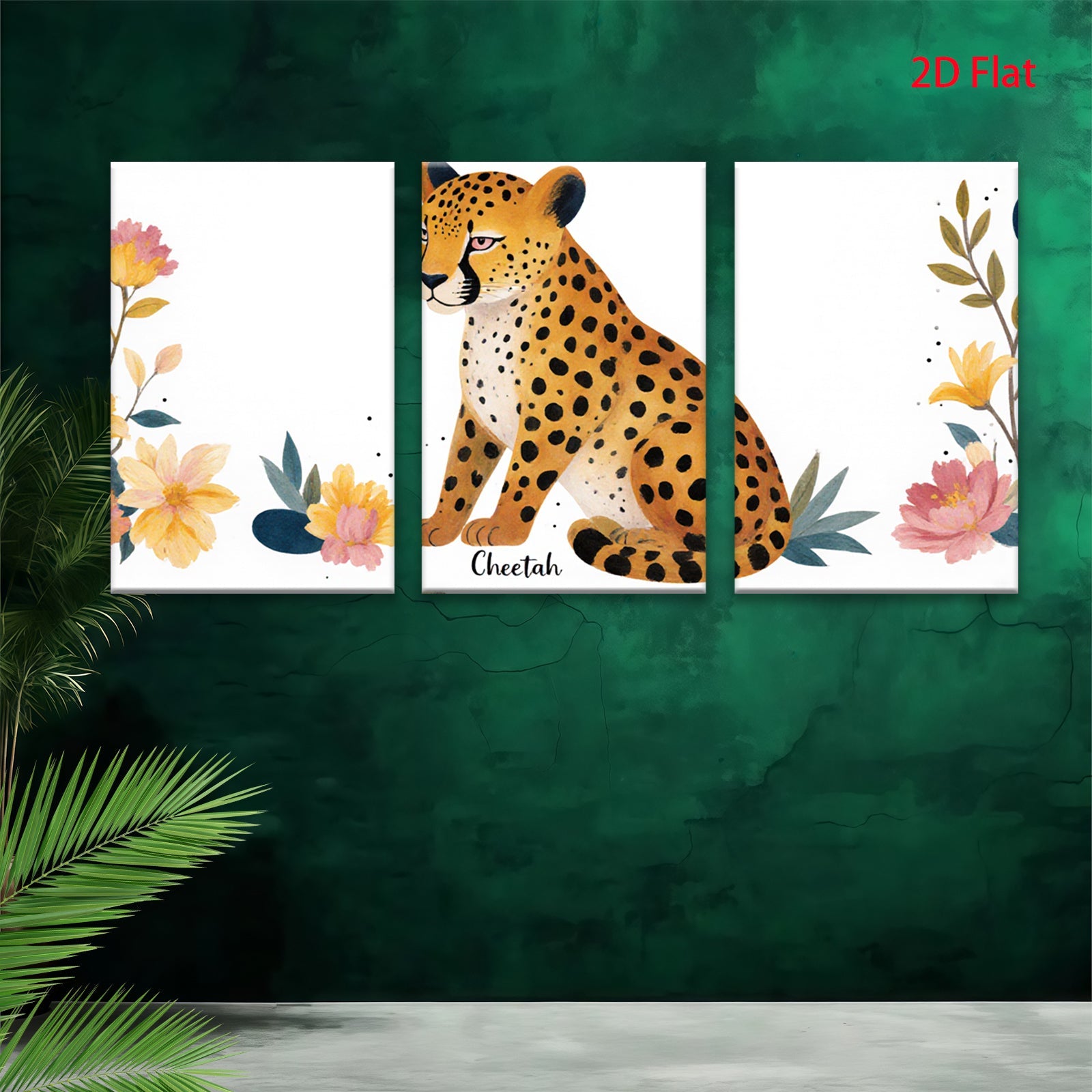2D flat 1pc Majestic Cheetah Wildlife Animal Portrait Wall Art Canvas Prints for Living Room Bedroom Home Decor Farmhouse Style