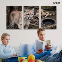 2D flat 1pc Majestic Cougar Wildlife Portrait Canvas Wall Art For Living Room Bedroom Decor Farmhouse Style Modern Gallery Wrapped Prints Teal Blue Gray