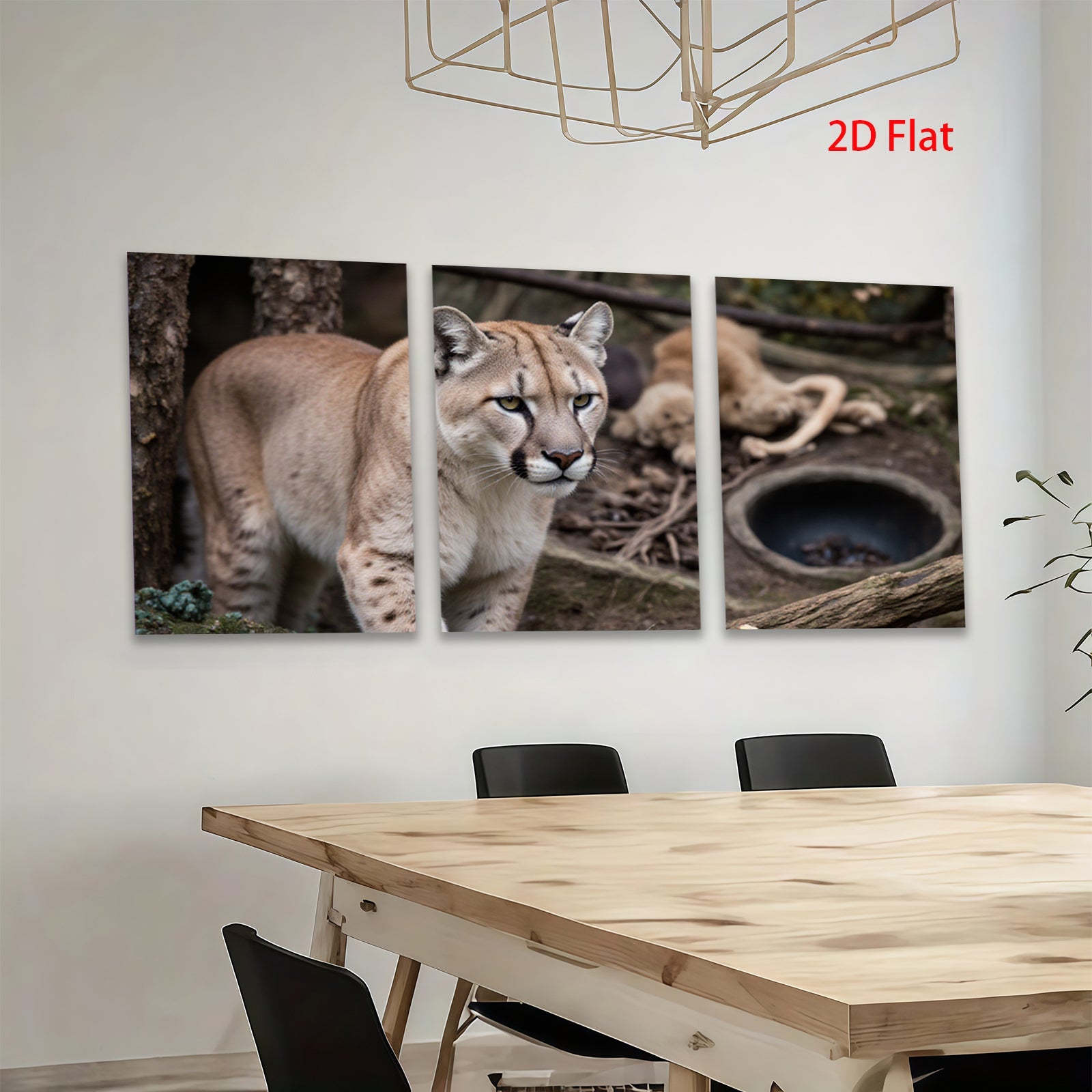 2D flat 1pc Majestic Cougar Wildlife Portrait Canvas Wall Art For Living Room Bedroom Decor Farmhouse Style Modern Gallery Wrapped Prints Teal Blue Gray