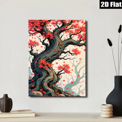 2D flat 1pc Majestic Crimson Maple Tree Wall Art Living Room Bedroom Home Decor Modern Farmhouse Style Canvas Prints Rustic Chic Gallery Wrapped Art
