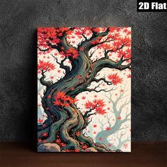 2D flat 1pc Majestic Crimson Maple Tree Wall Art Living Room Bedroom Home Decor Modern Farmhouse Style Canvas Prints Rustic Chic Gallery Wrapped Art