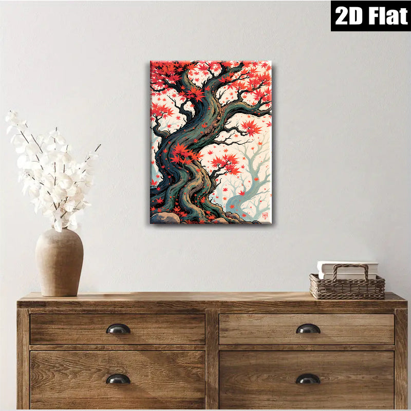 2D flat 1pc Majestic Crimson Maple Tree Wall Art Living Room Bedroom Home Decor Modern Farmhouse Style Canvas Prints Rustic Chic Gallery Wrapped Art