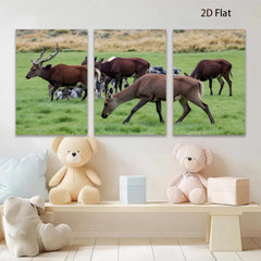 2D flat 1pc Majestic Deer Grazing Peaceful Woodland Scene Farmhouse Wall Decor Living Room Bedroom Canvas Prints Modern Rustic Art