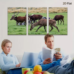 2D flat 1pc Majestic Deer Grazing Peaceful Woodland Scene Farmhouse Wall Decor Living Room Bedroom Canvas Prints Modern Rustic Art