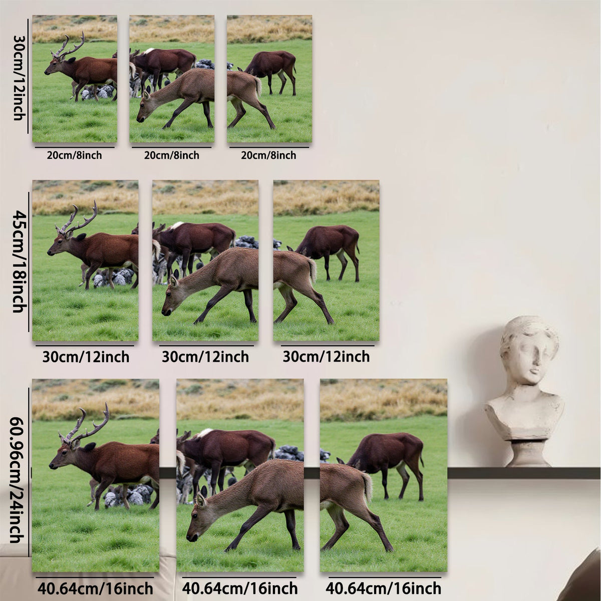 2D flat 1pc Majestic Deer Grazing Peaceful Woodland Scene Farmhouse Wall Decor Living Room Bedroom Canvas Prints Modern Rustic Art