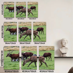 2D flat 1pc Majestic Deer Grazing Peaceful Woodland Scene Farmhouse Wall Decor Living Room Bedroom Canvas Prints Modern Rustic Art