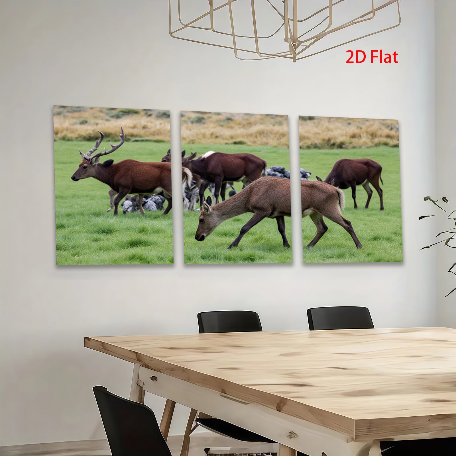2D flat 1pc Majestic Deer Grazing Peaceful Woodland Scene Farmhouse Wall Decor Living Room Bedroom Canvas Prints Modern Rustic Art