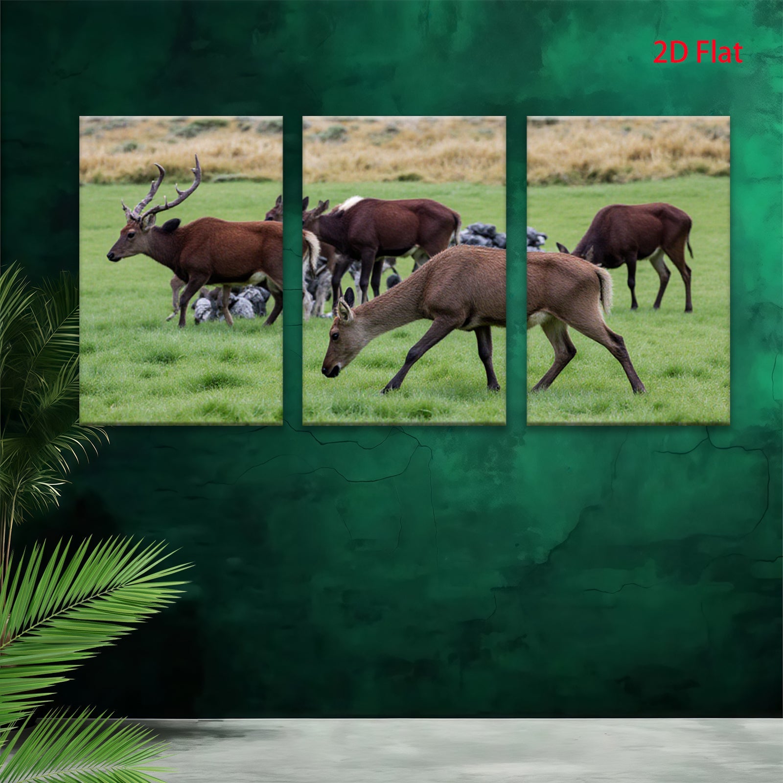 2D flat 1pc Majestic Deer Grazing Peaceful Woodland Scene Farmhouse Wall Decor Living Room Bedroom Canvas Prints Modern Rustic Art