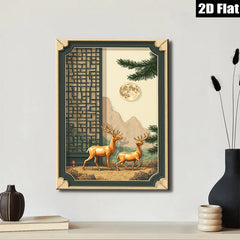 2D flat 1pc Majestic Deer Landscape Wall Art Canvas Print for Living Room Bedroom Home Decor Farmhouse Style Gallery Wrapped Ready to Hang