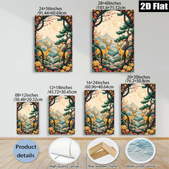 2D flat 1pc Majestic Deer Landscape Wall Art Canvas Prints for Living Room Bedroom Home Decor Farmhouse Style Gallery Wrapped Ready to Hang