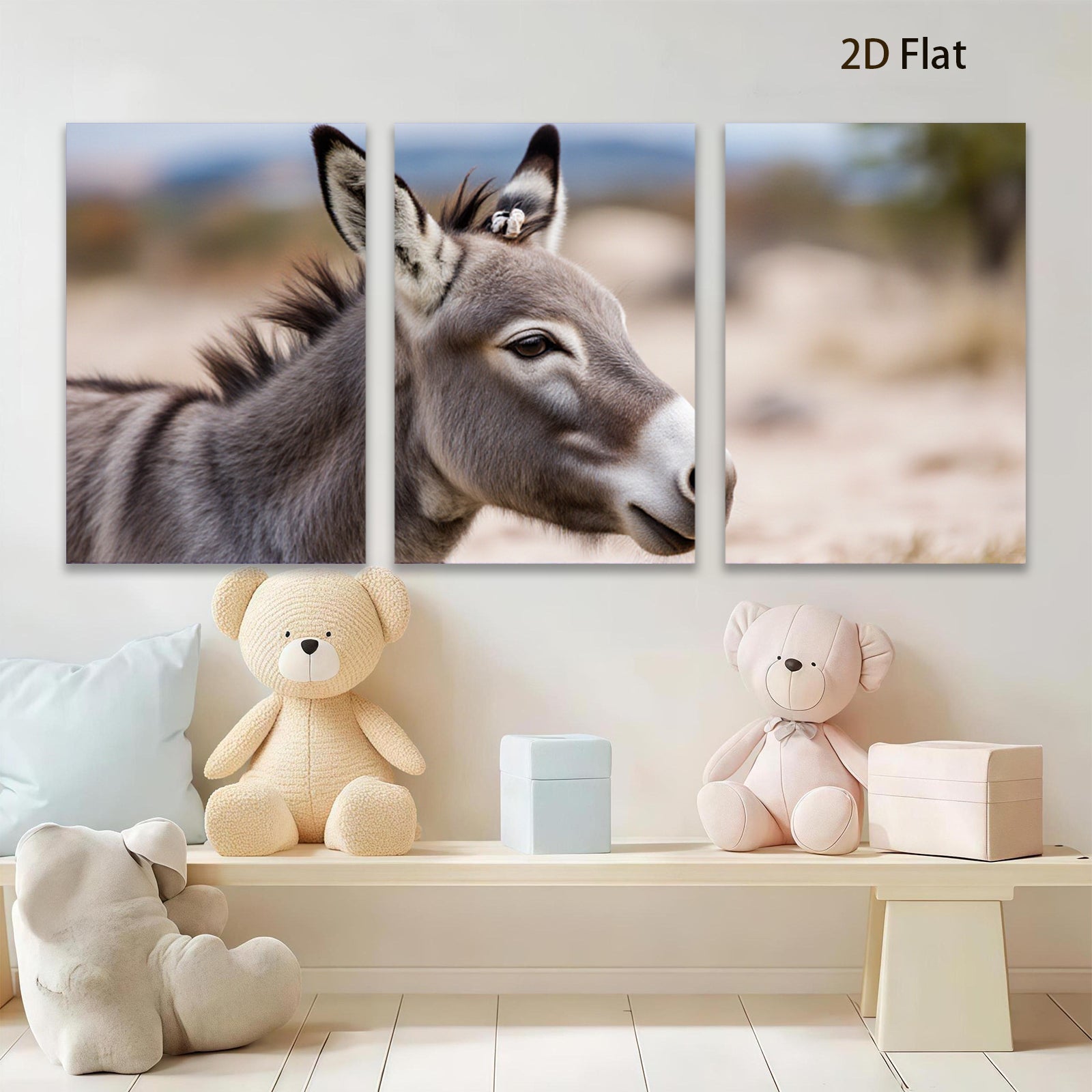 2D flat 1pc Majestic Donkey Portrait Farm Animal Wall Art Canvas Prints for Living Room Bedroom Decor Rustic Farmhouse Style Modern Gallery Wrapped Timeless