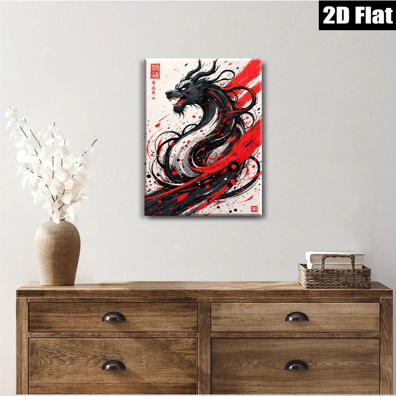 2D flat 1pc Majestic Dragon Artwork Fierce Eastern Mythology Wall Decor Living Room Bedroom Canvas Prints Home Office Decoration Modern Art Rustic Farmhouse Style