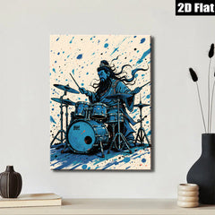 2D flat 1pc Majestic Drummer Canvas Wall Art Music Room Decor Living Room Paintings Modern Home Art Gift for Musicians Trending Now