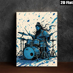2D flat 1pc Majestic Drummer Canvas Wall Art Music Room Decor Living Room Paintings Modern Home Art Gift for Musicians Trending Now