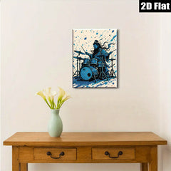 2D flat 1pc Majestic Drummer Canvas Wall Art Music Room Decor Living Room Paintings Modern Home Art Gift for Musicians Trending Now