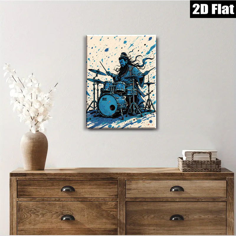 2D flat 1pc Majestic Drummer Canvas Wall Art Music Room Decor Living Room Paintings Modern Home Art Gift for Musicians Trending Now