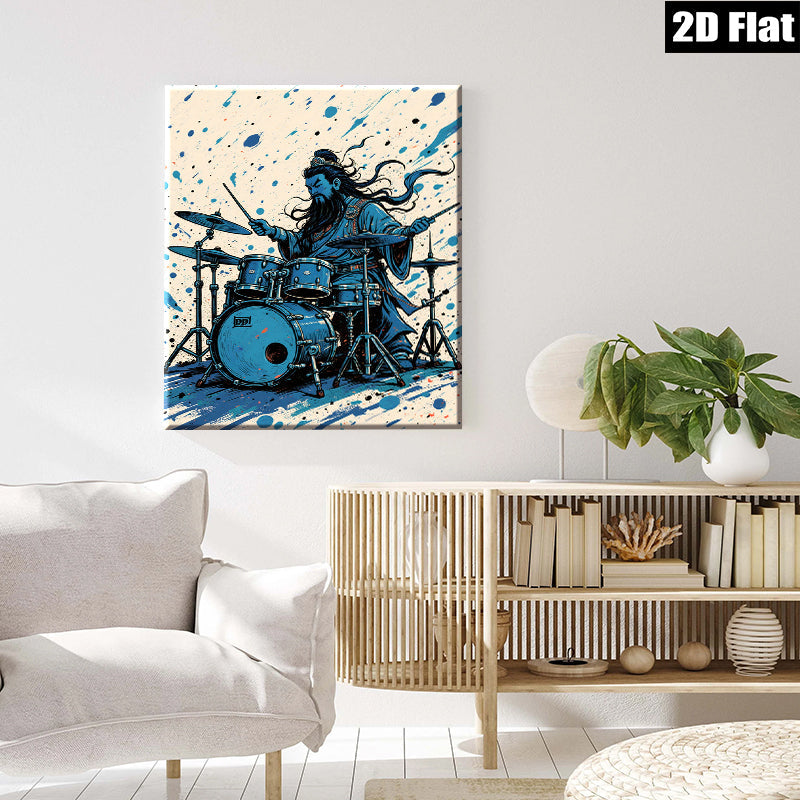 2D flat 1pc Majestic Drummer Canvas Wall Art Music Room Decor Living Room Paintings Modern Home Art Gift for Musicians Trending Now