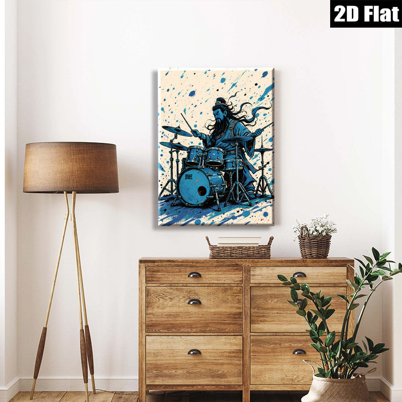 2D flat 1pc Majestic Drummer Canvas Wall Art Music Room Decor Living Room Paintings Modern Home Art Gift for Musicians Trending Now