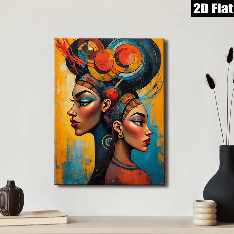 2D flat 1pc Majestic Dual Portrait Modern Wall Art Living Room Bedroom Decor Gallery Wrapped Canvas Prints Contemporary Home Accents Stylish Interior Design