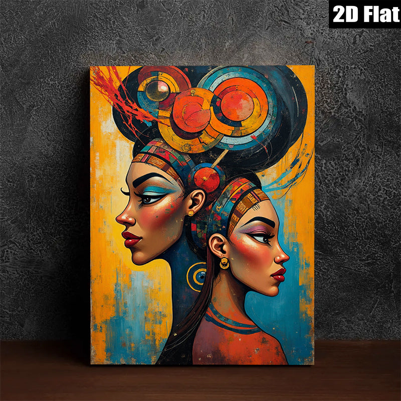 2D flat 1pc Majestic Dual Portrait Modern Wall Art Living Room Bedroom Decor Gallery Wrapped Canvas Prints Contemporary Home Accents Stylish Interior Design