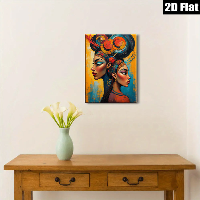 2D flat 1pc Majestic Dual Portrait Modern Wall Art Living Room Bedroom Decor Gallery Wrapped Canvas Prints Contemporary Home Accents Stylish Interior Design