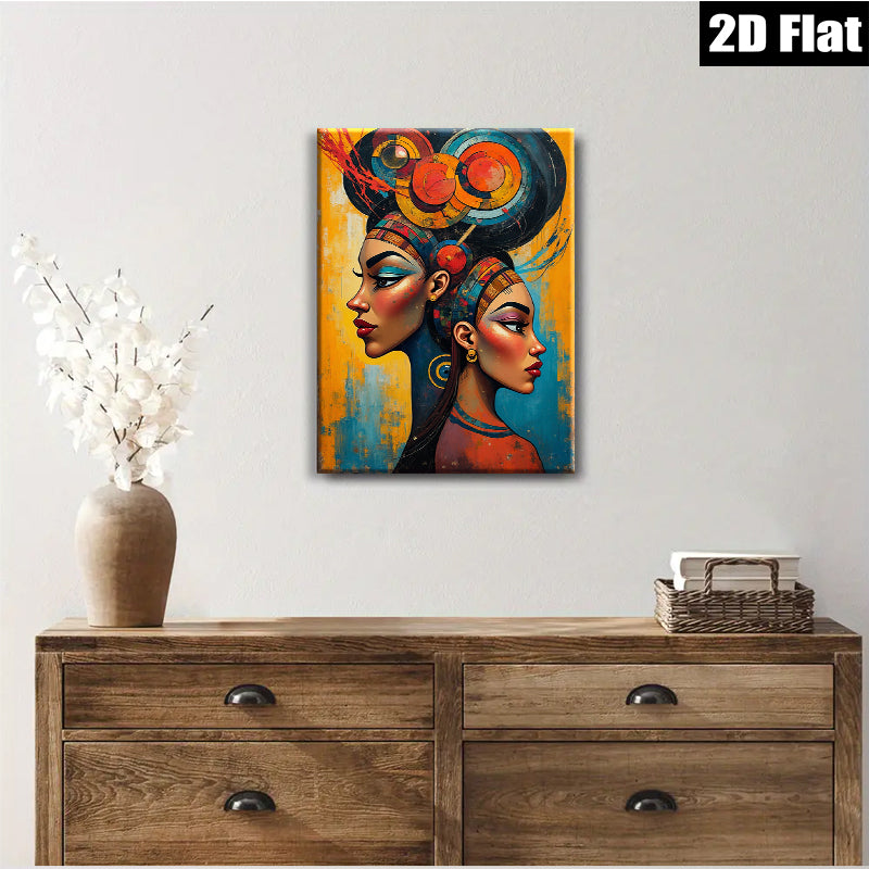 2D flat 1pc Majestic Dual Portrait Modern Wall Art Living Room Bedroom Decor Gallery Wrapped Canvas Prints Contemporary Home Accents Stylish Interior Design